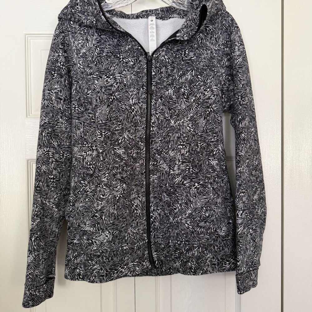 Lululemon Scuba Full Zip Hoodie Iced Wave White Black Size 8 - Picture 4 of 11
